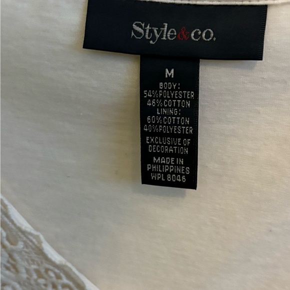 Style & Company light shirt with lace embellishments. Medium . - Picture 3 of 3